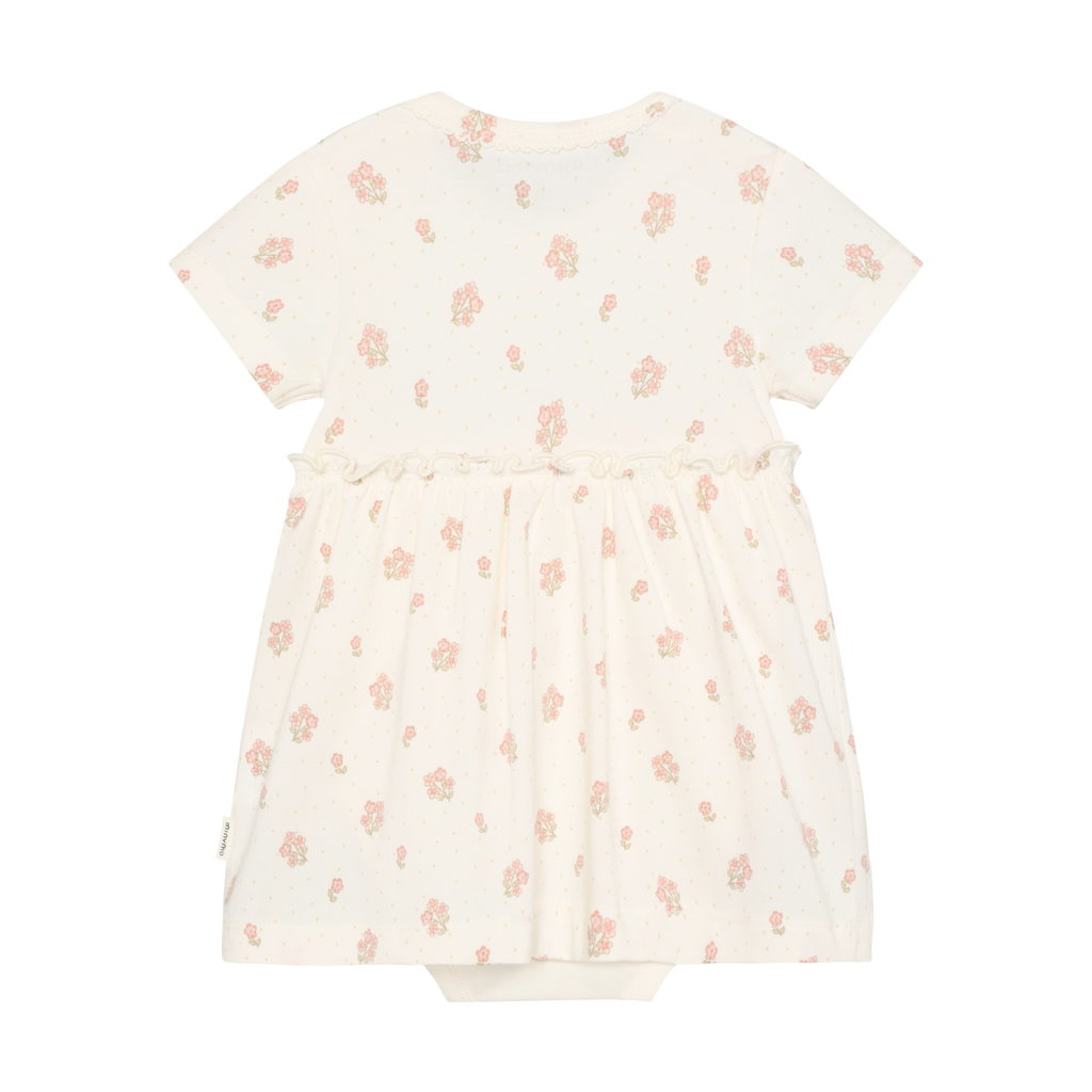 Dress with Bodysuit | Pink Floral on Off-White  | Minymo