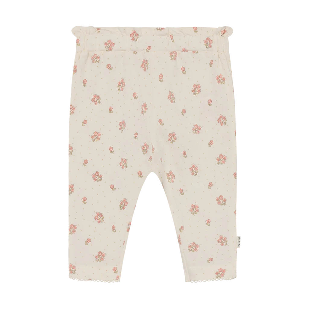 Pants | Pink Floral on Off-White | Minymo