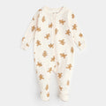 Gingerbread Print on Silver Peony Sleeper | Petit Lem