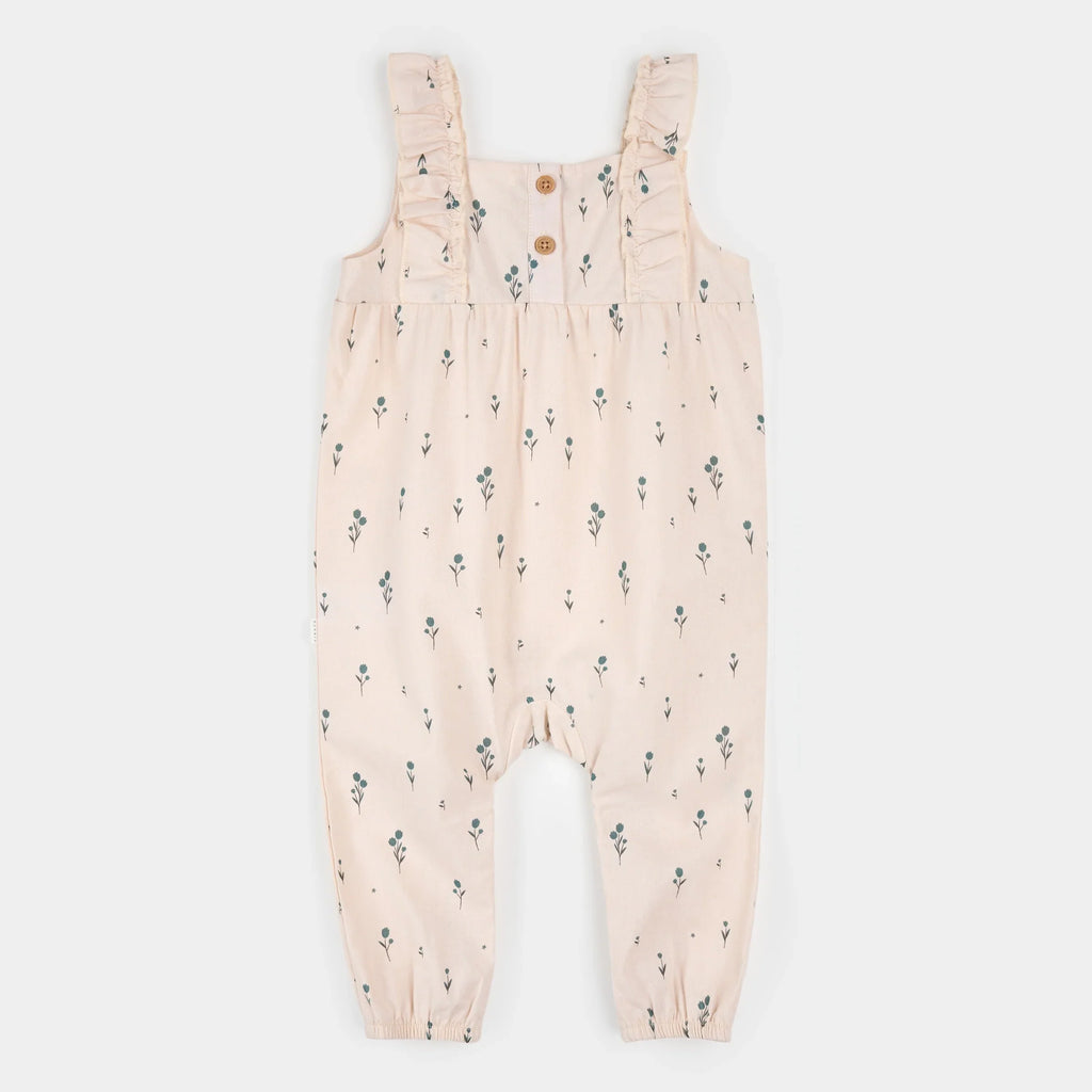 Cross Hatch Playsuit | Blue Tulips on Light Pink | Petit Lem