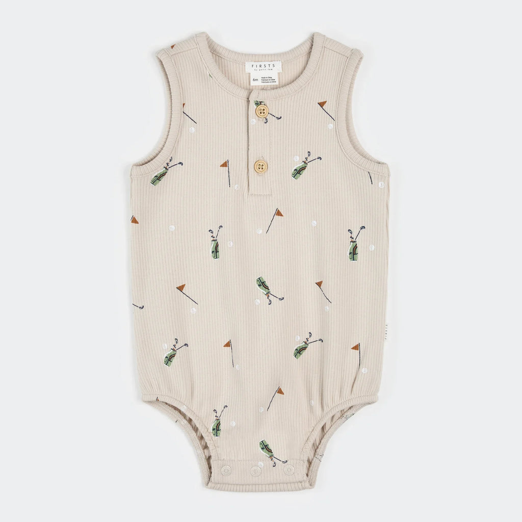 Sleeveless Romper | Golf Club on Sand | Petit Lem