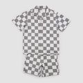 2 Piece Shirt & Short Set | Light Grey Check | Miles the Label