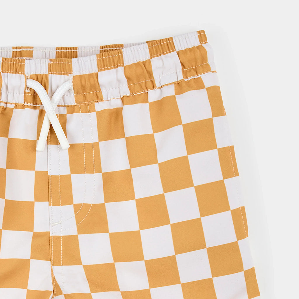 Swim Trunk | Orange Checkerboard | Petit Lem