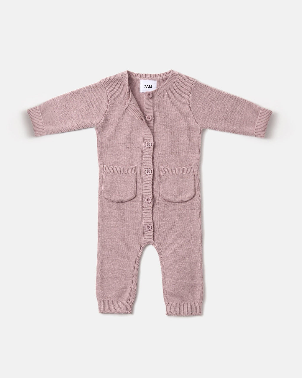 Chunk Long Sleeve Ribbed Jumpsuit | Rose Ash | 7AM