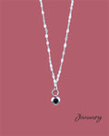 Heart Stone Necklaces in silver - various birthstone colours