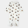 Footed Sleeper | Turkey Print on Off-White | Petit Lem
