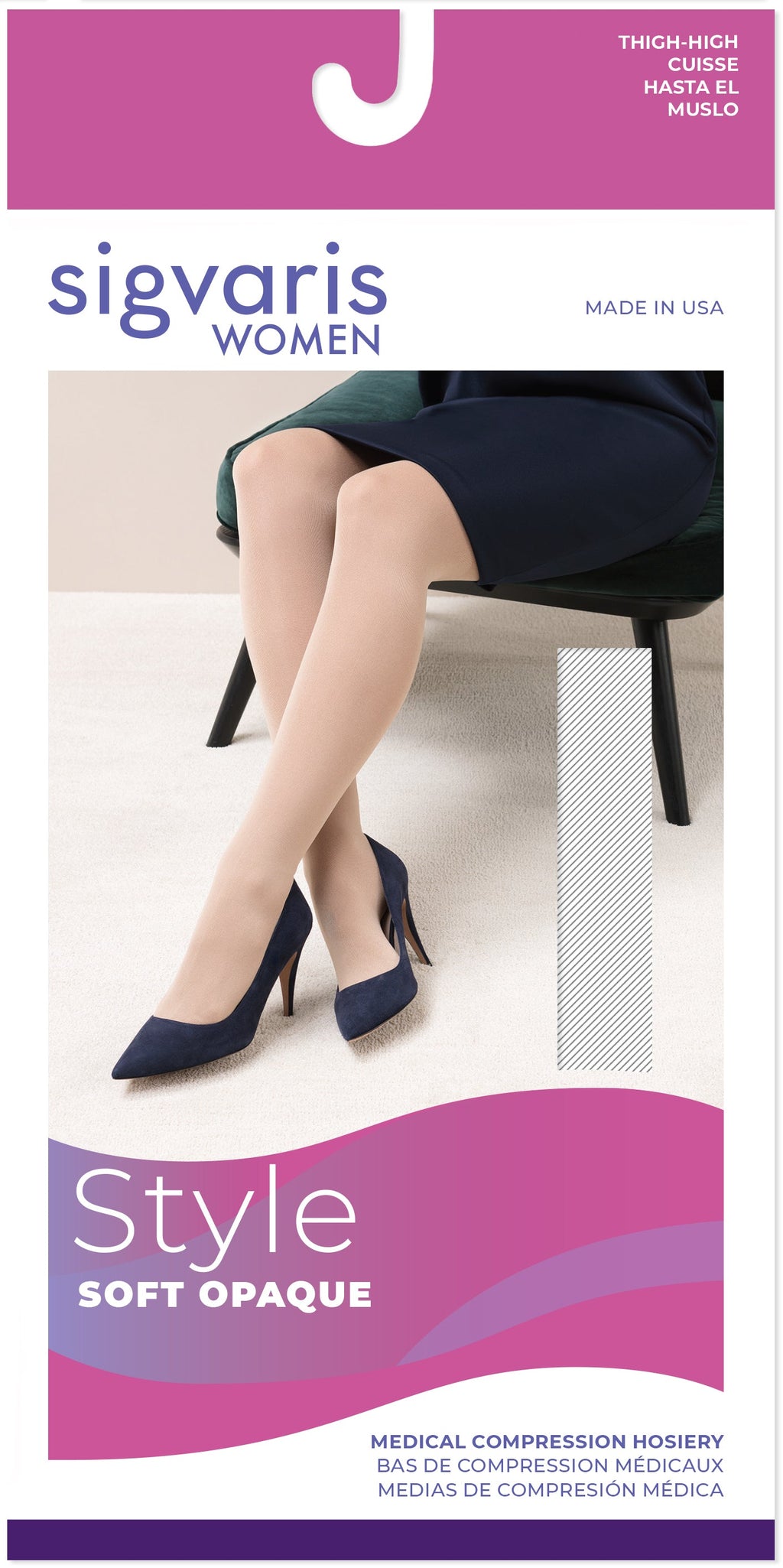 Sigvaris Women's Style Soft Opaque Thigh-High Open-Toe 20-30mmHg