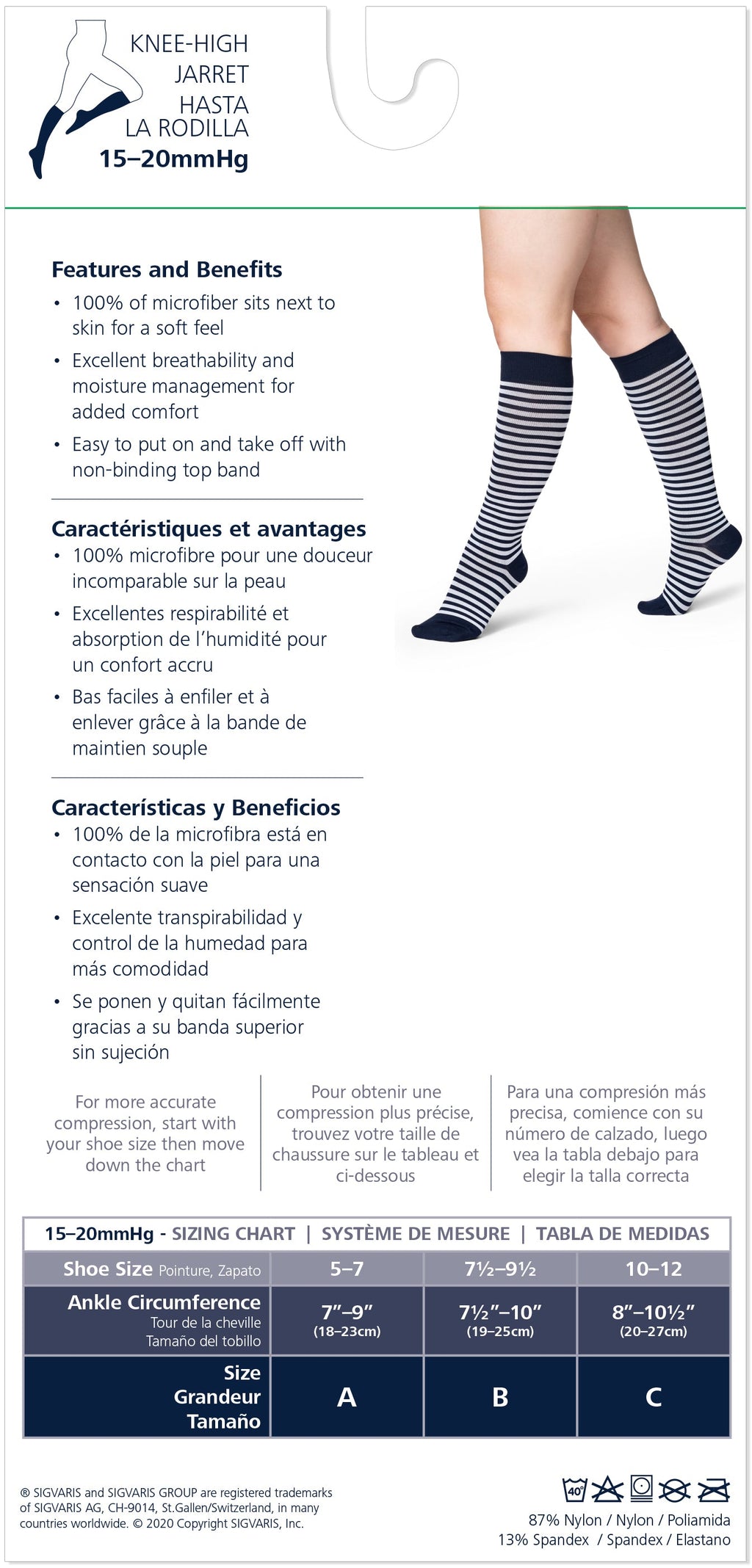 Sigvaris Women's Microfiber Shades Calf 15-20mmHg Closed