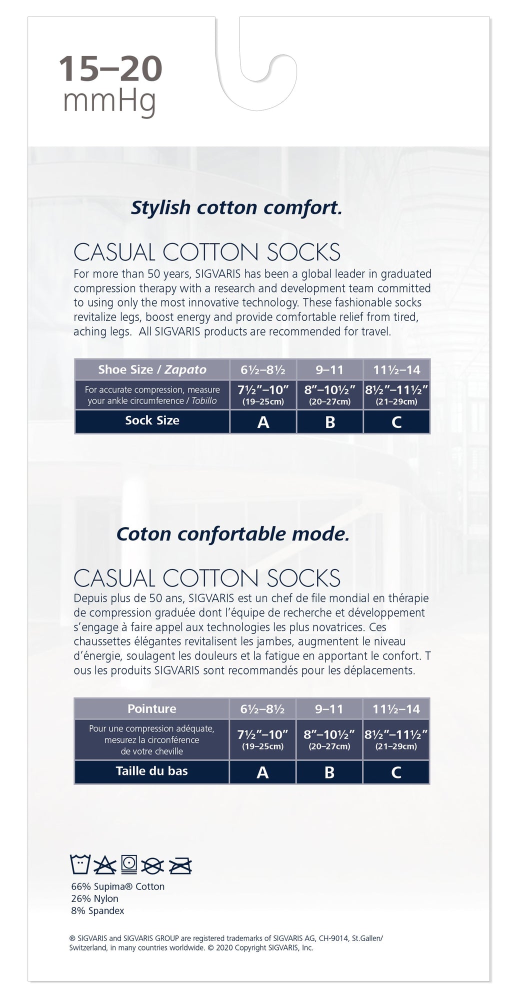 Sigvaris Men's Casual Cotton Calf 15-20mmHg Closed