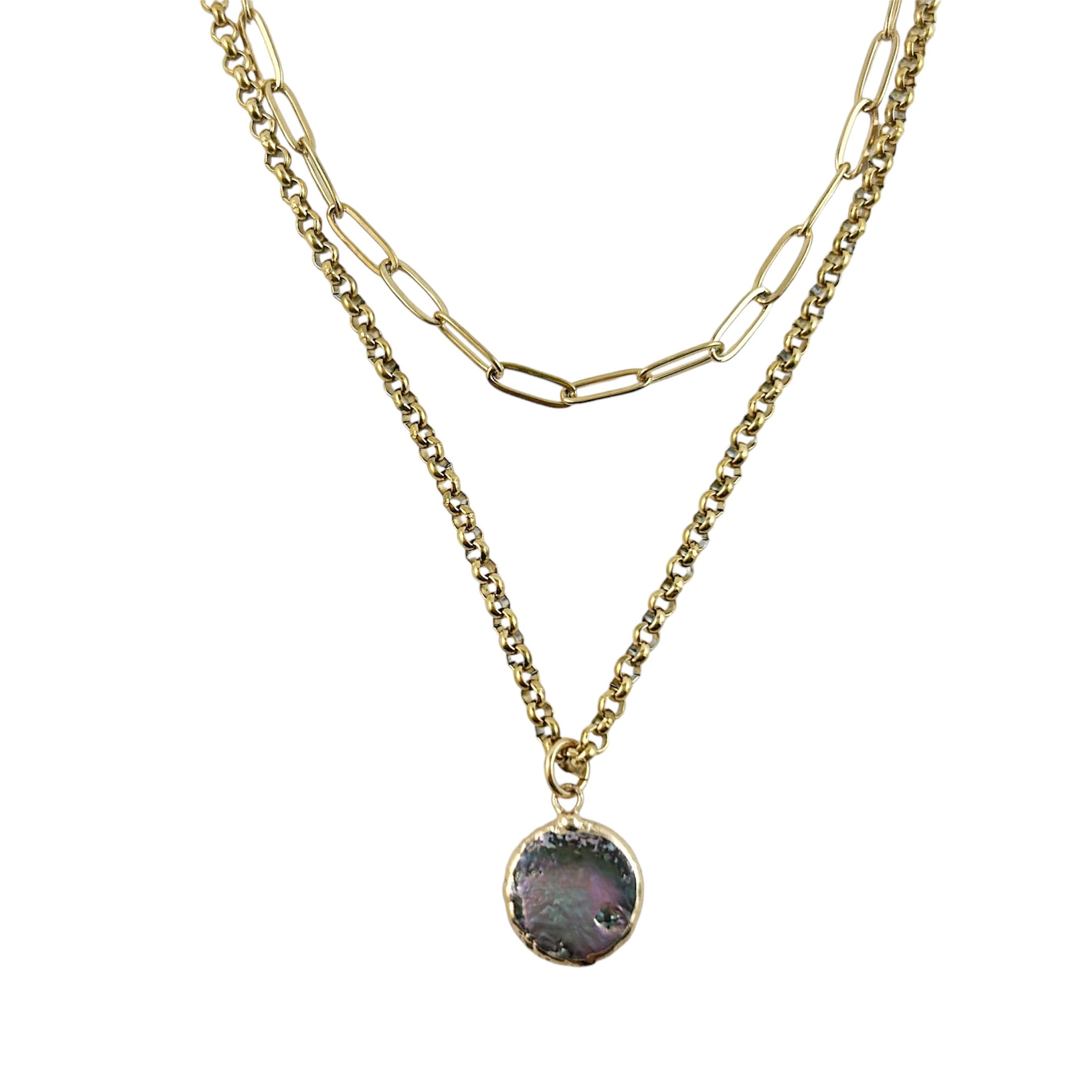 Black Keshi Pearl Double Strand Necklace