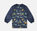 School Apron | Navy Animal Print | Deux Par Deux