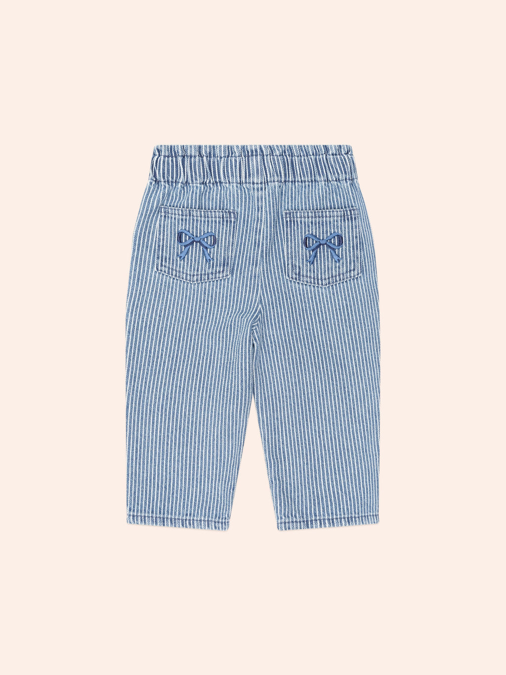 Vintage Bow Paperbag Denim Pants | Blue stripe | Huxbaby