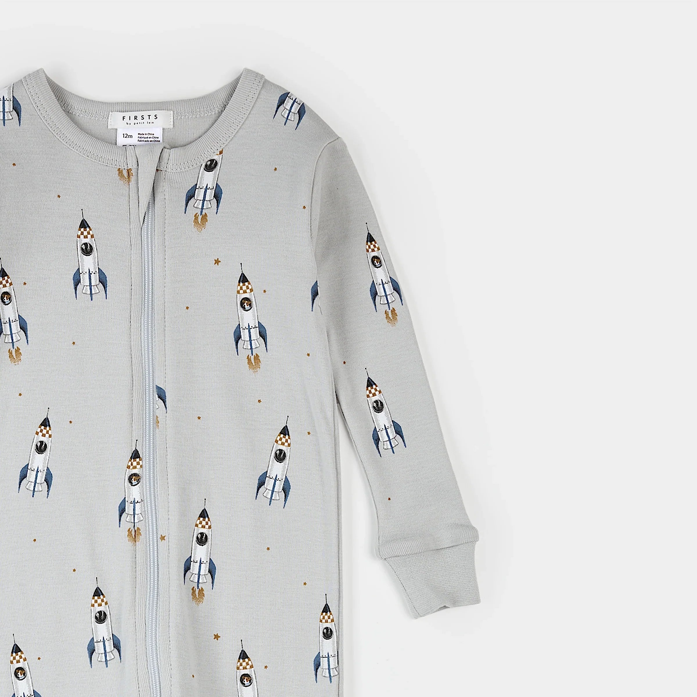 Rocket Print on Lunar Rock Convertible Sleeper | Petit Lem