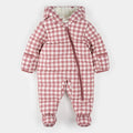 Hooded Baby Snowsuit | Plum Gingham | Petit Lem