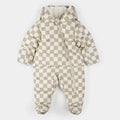 Hooded Baby Snowsuit | Crème Checkerboard | Petit Lem