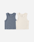 Ribbed Tank Set |  Natural, Heathered  Marine | Rylee & Cru