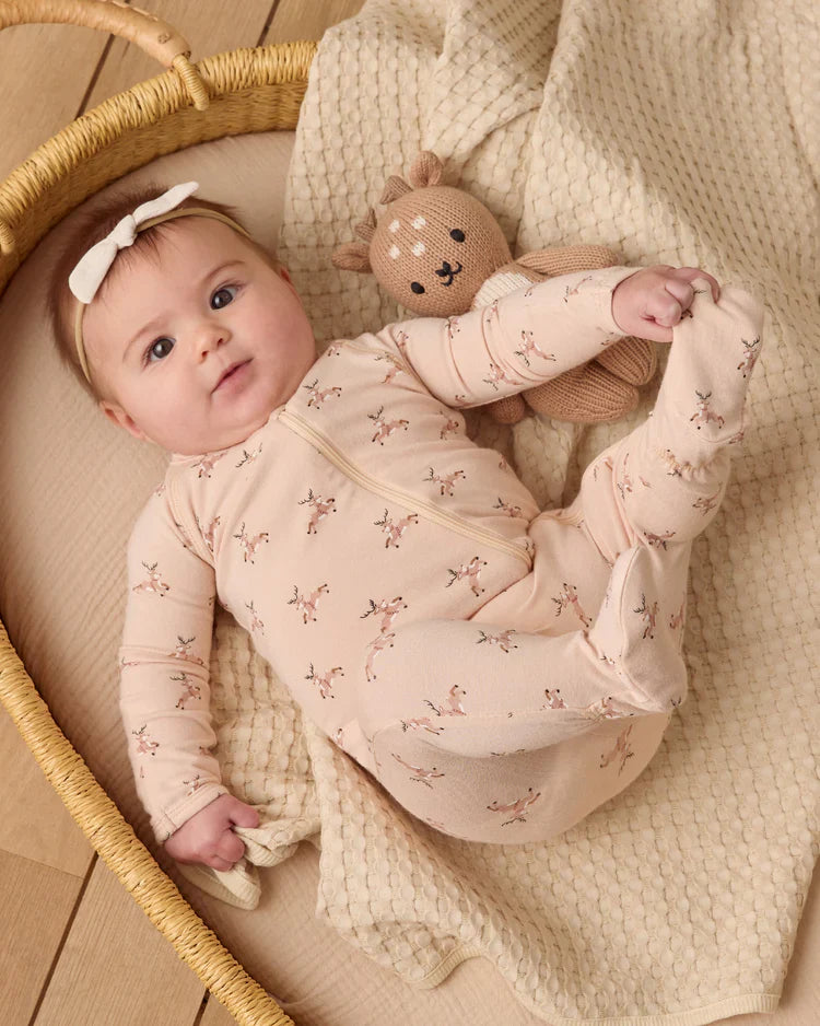 Bamboo Zip Footie | Reindeer | Quincy Mae