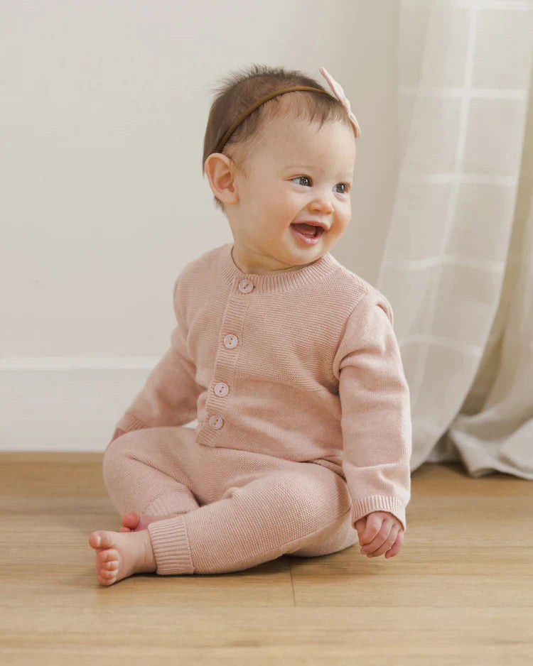Knit Cardigan | Heathered Rose | Quincy Mae