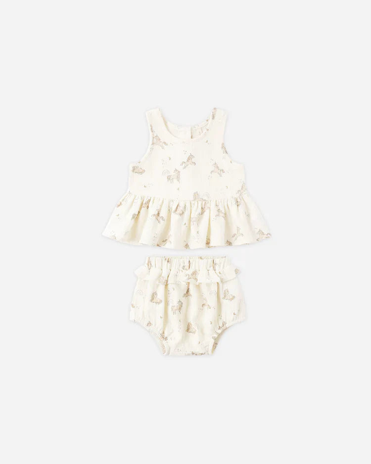 Sleeveless Peplum Set | Unicorns | Quincy Mae