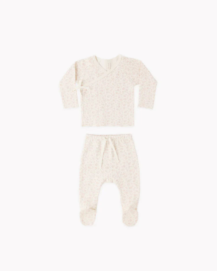 Wrap Top + Footed Pant Set | Ditsy | Quincy Mae