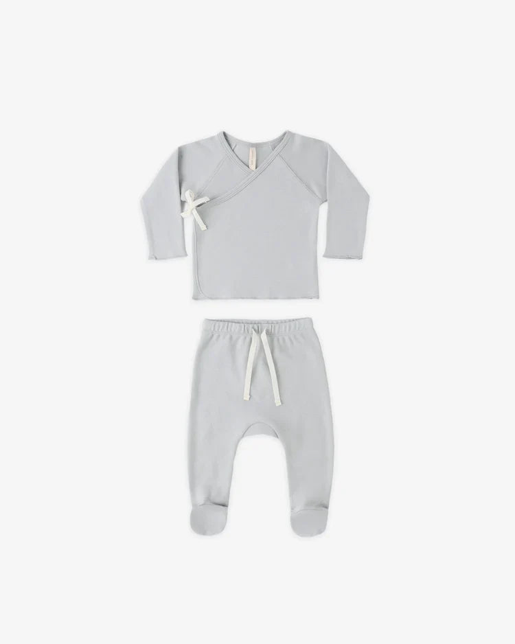 Wrap Top + Footed Pant Set | Sky | Quincy Mae