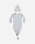 Knotted Baby Gown + Hat | Dusty Blue | Quincy Mae