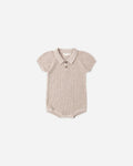 Knit Polo Romper | Heathered Latte | Quincy Mae