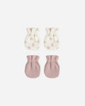 No Scratch Mittens Set | Mauve, Flower Field | Quincy Mae