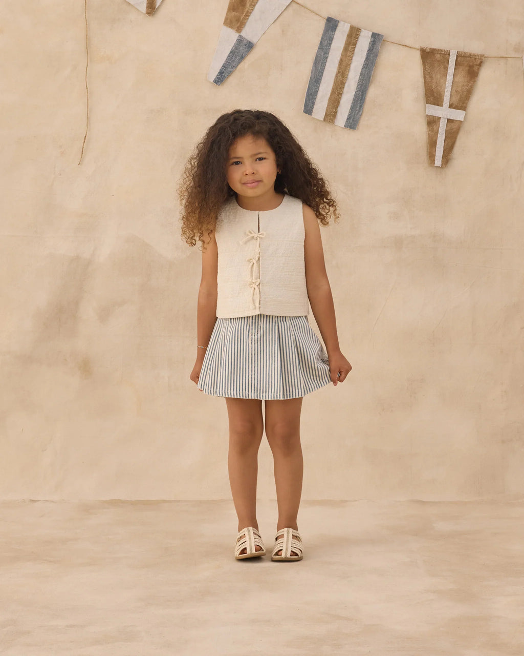 Pleated Denim Skirt | Railroad Stripe | Rylee & Cru