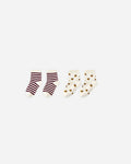 Jacquard Socks, 2-pack | Burgundy Stripe, Apple | Rylee & Cru