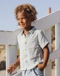 Collared Short Sleeve Shirt | Green Gingham | Rylee & Cru