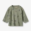 L/S Malthe T-Shirt | Dusty Green Cars | Wheat Kids