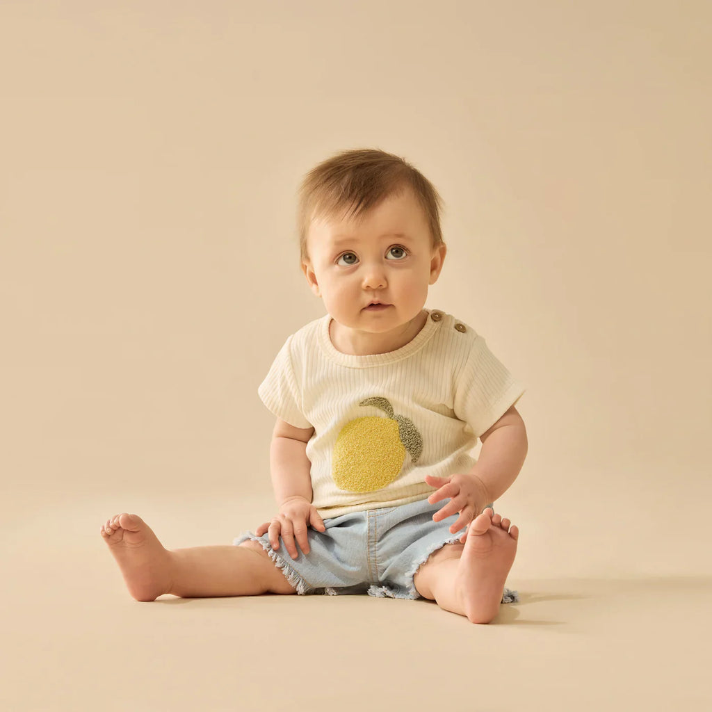 Lemon Leaf Embroidered Organic Tee | Wilson + Frenchy