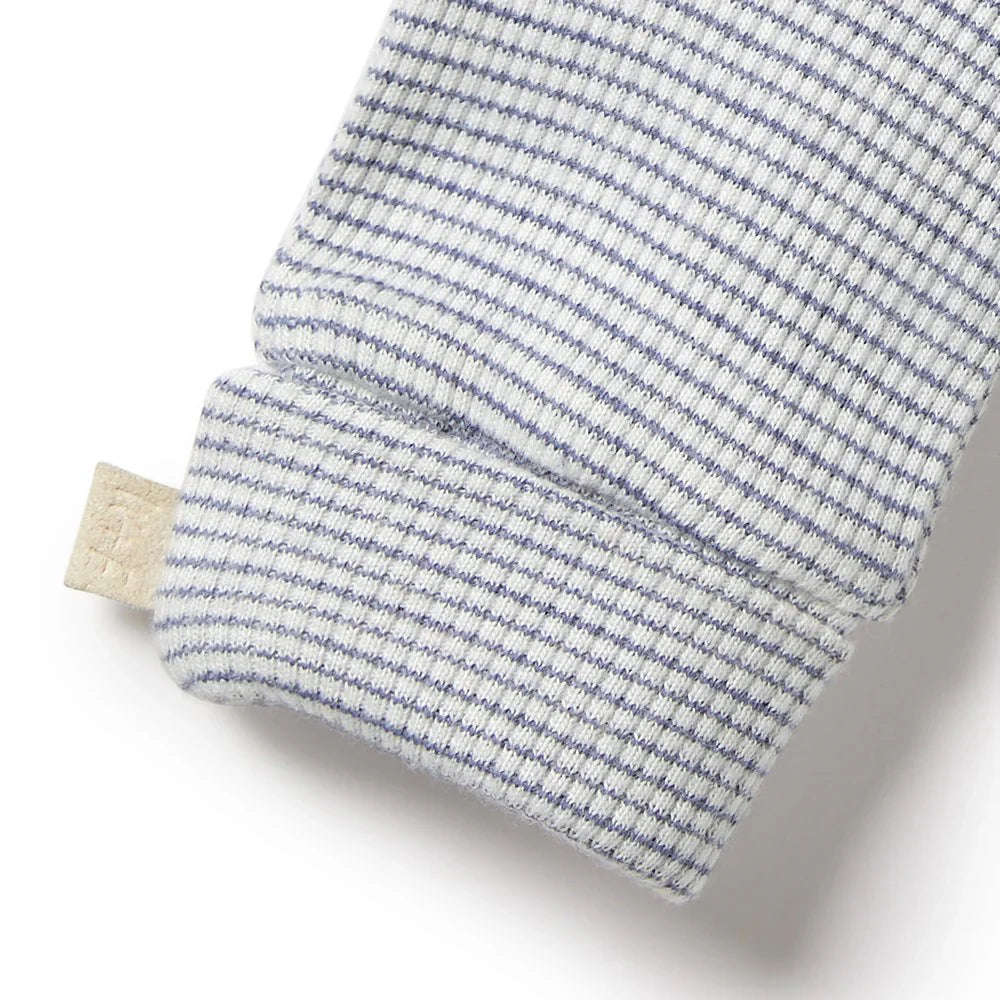 Organic Stripe Rib Mittens | Rain Drop | Wilson + Frenchy