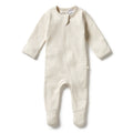 Organic Stripe Rib Zipsuit with Feet | Oatmeal | Wilson + Frenchy