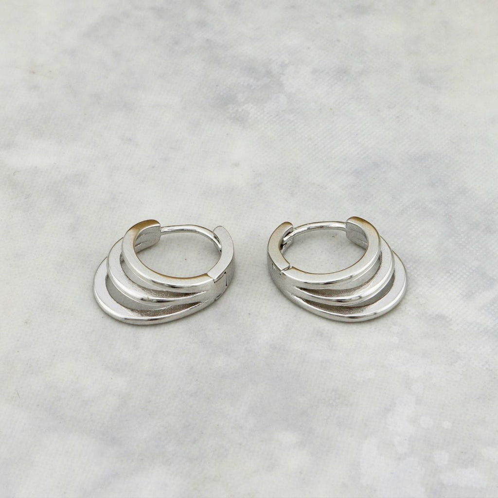 Boucles d'oreilles Huggies 3 rangs en argent sterling