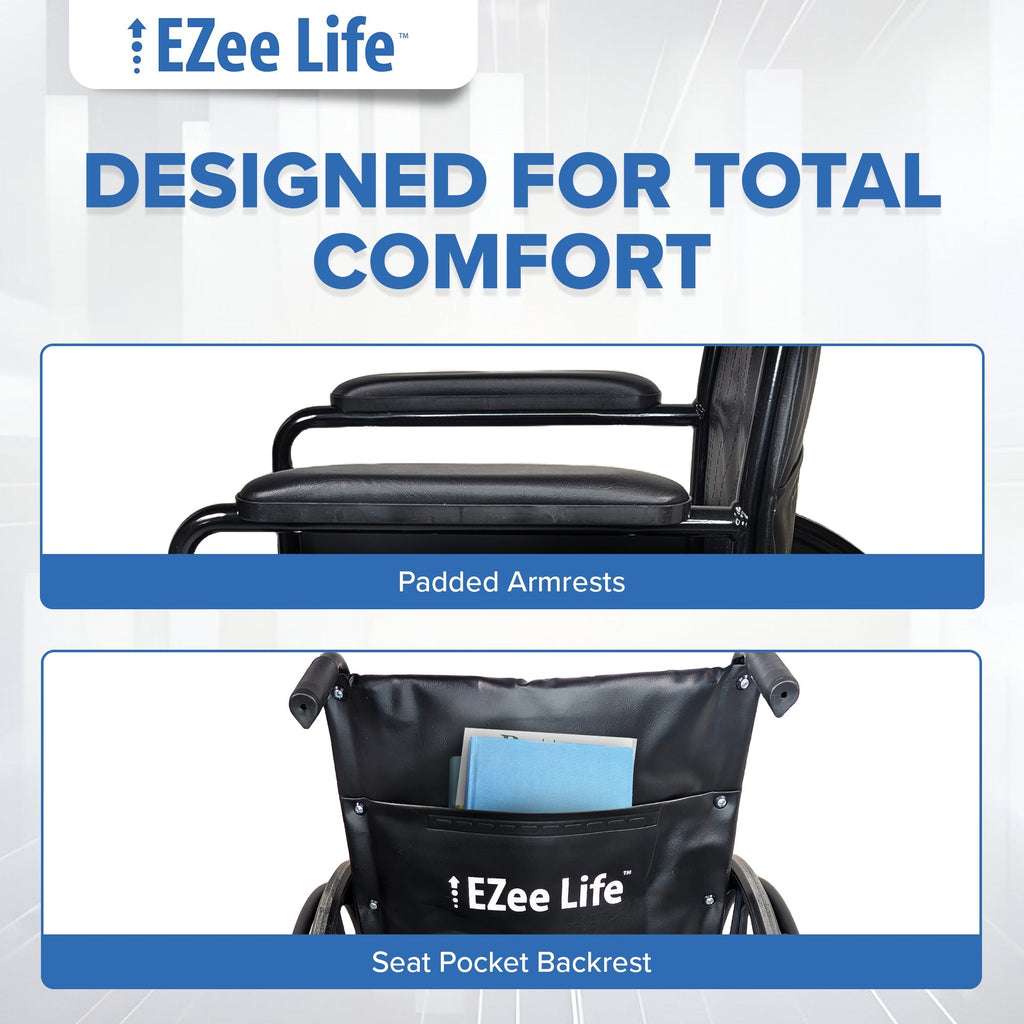 Economy Wheelchair 16″ or 18″ CH1090 | EZee Life Steel Frame | Buy in Canada
