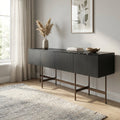 Nero Marquina Marble and Black Veneer Buffet