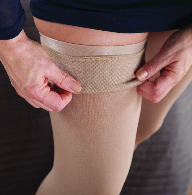JOBST Opaque Compression Stockings 15-20 mmHg Thigh High Sensitive Band Closed Toe